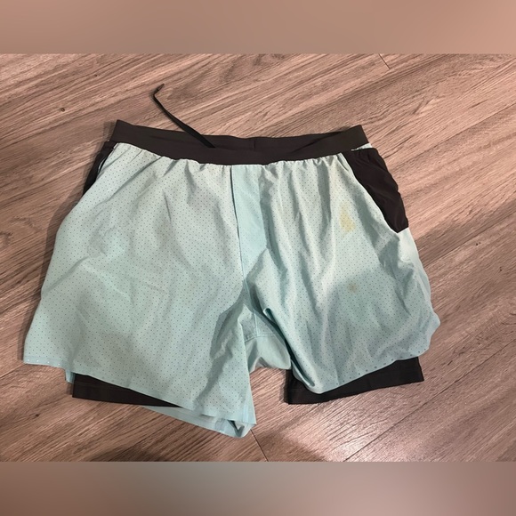 Lululemon Light Blue and Black Shorts - Picture 2 of 2